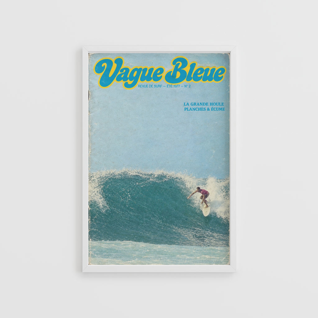 Vintage Vague Bleue Surf Print, 1977 Surfing Poster