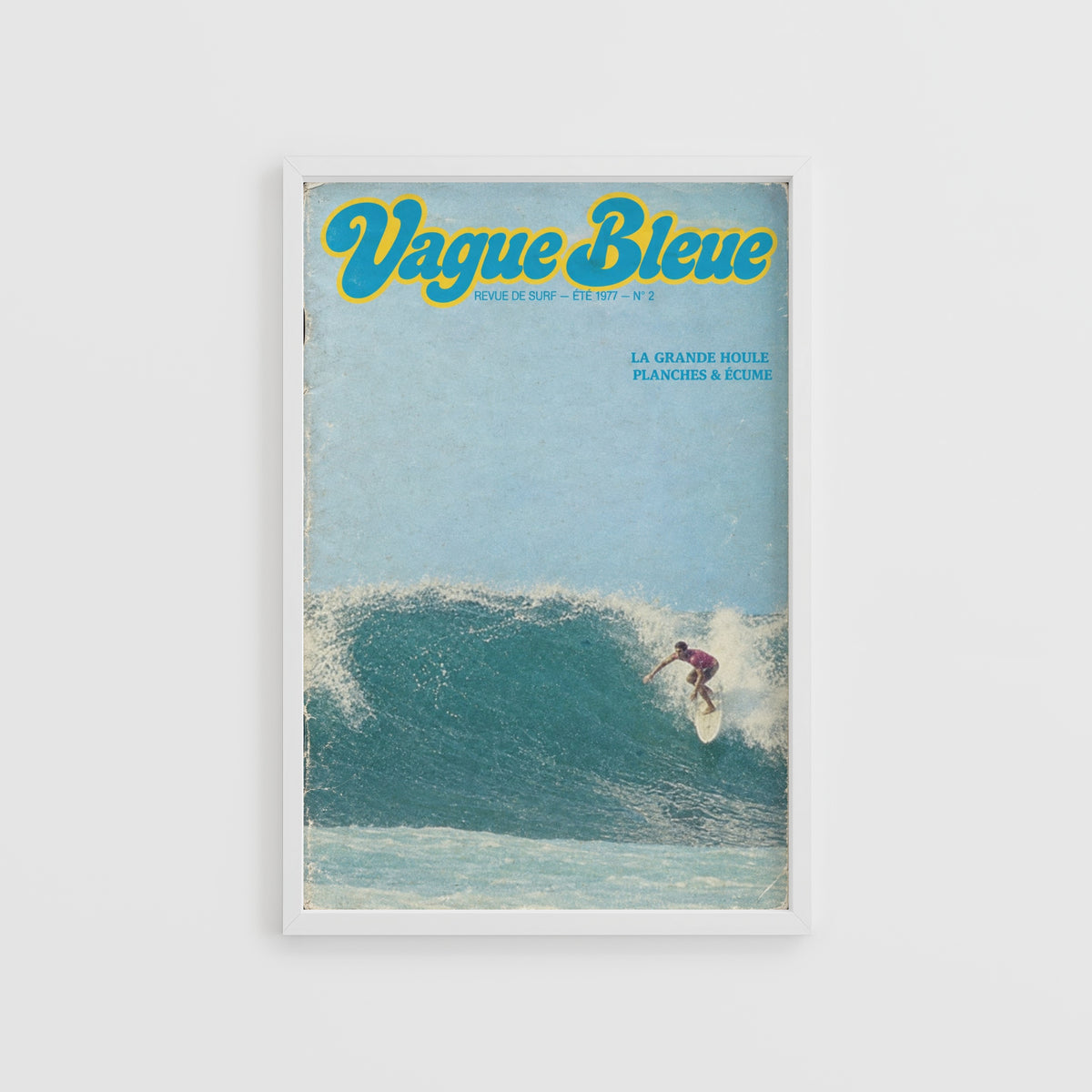 Vintage Vague Bleue Surf Print, 1977 Surfing Poster