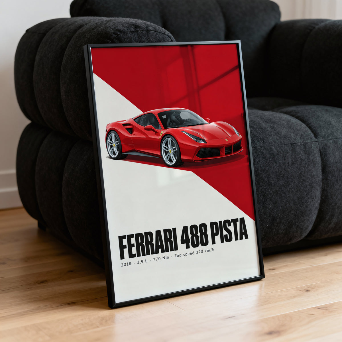 Vintage Ferrari 488 Pista Print, Supercar Wall Art