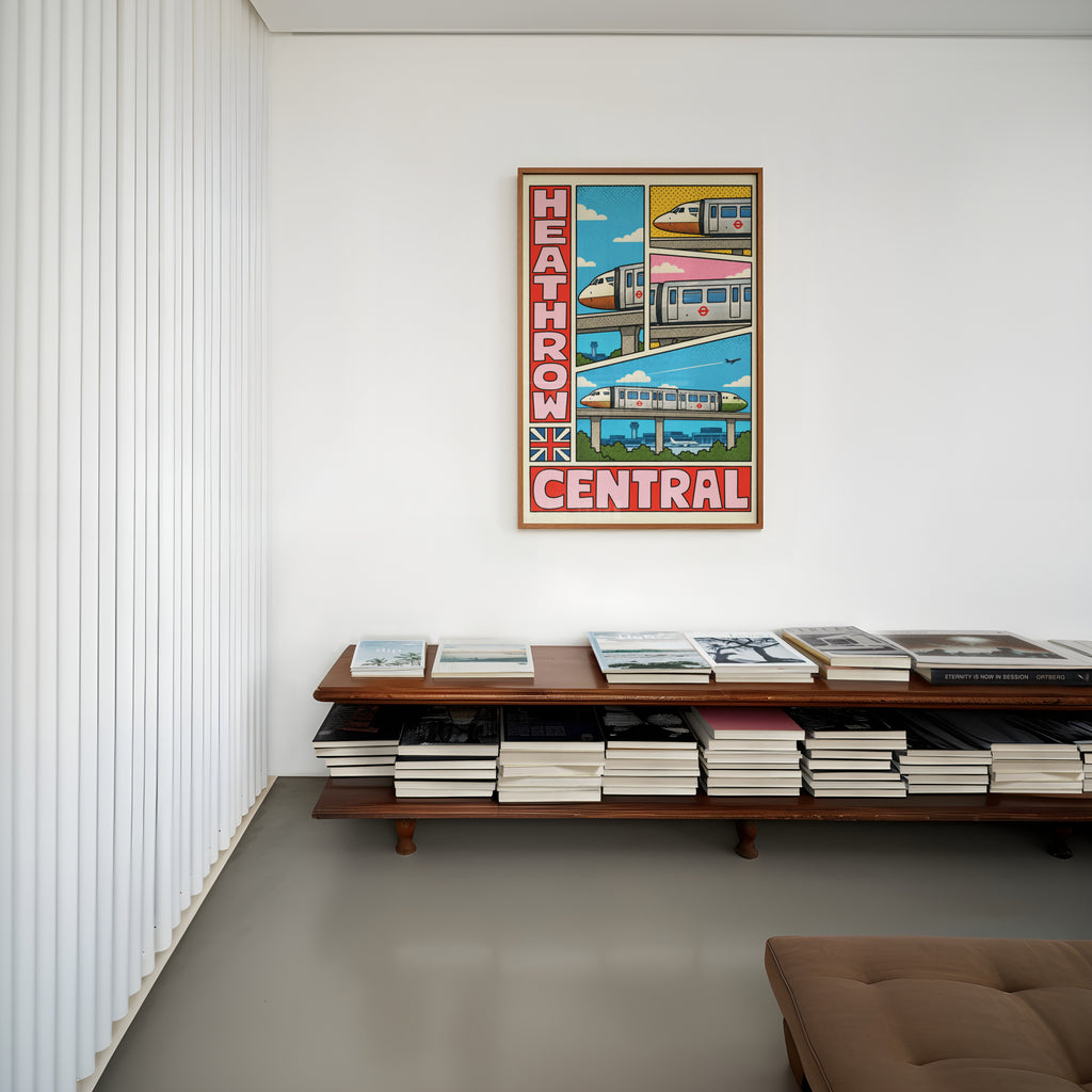 Vintage Heathrow Central Poster, London Tube Wall Art