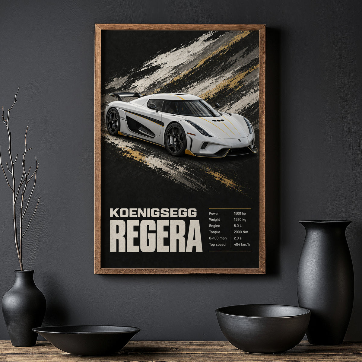 Vintage Koenigsegg Regera Print, Supercar Wall Art