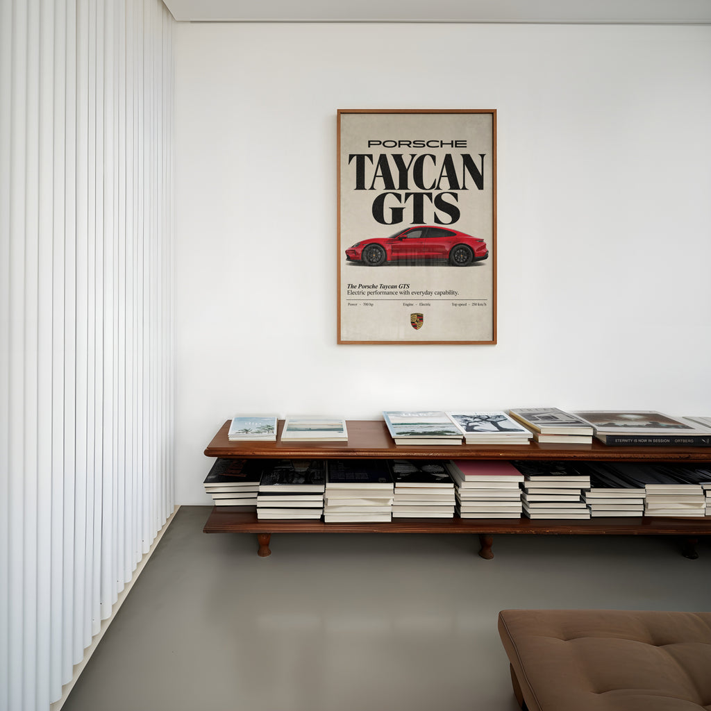 Vintage Porsche Taycan GTS Print, Car Poster, Wall Art