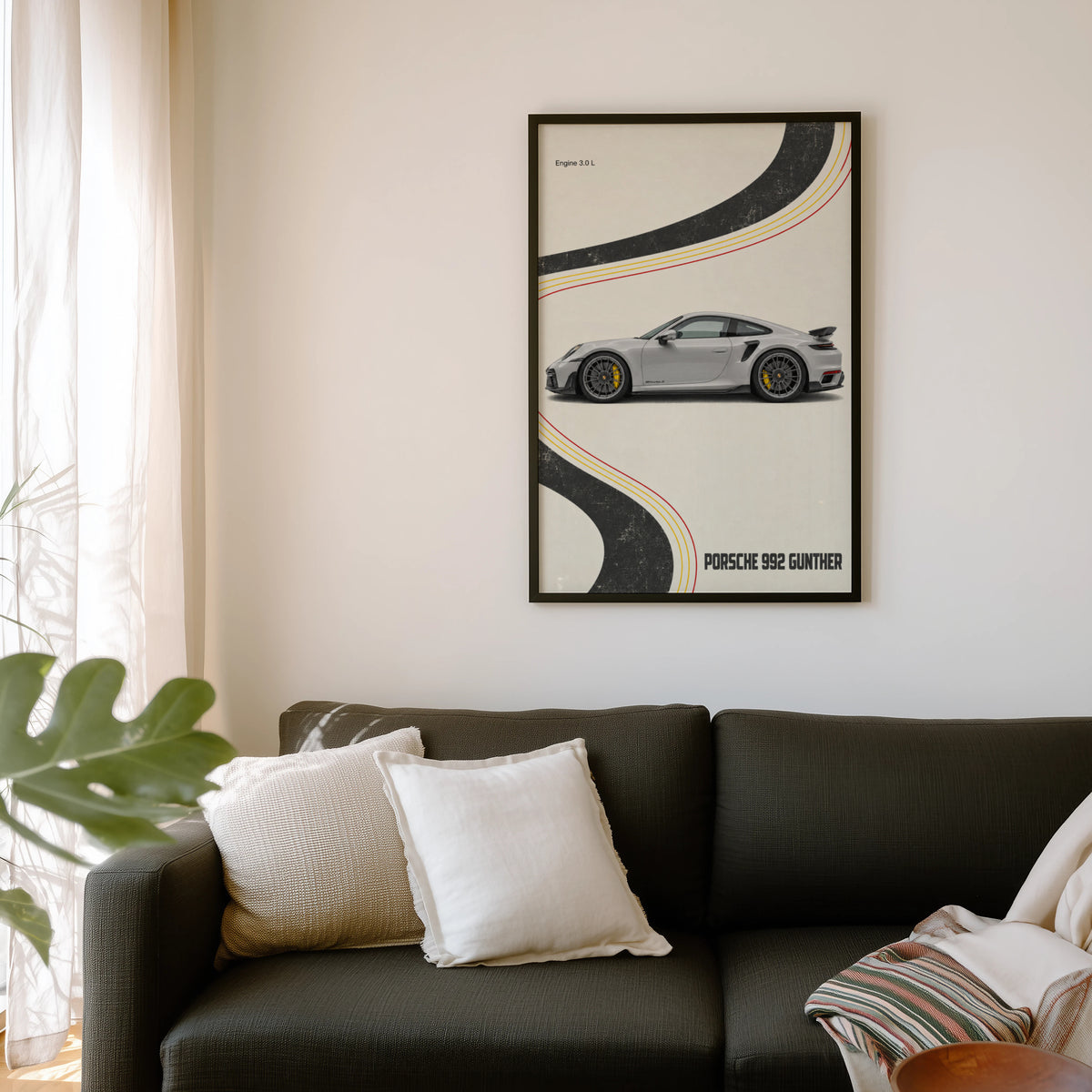 Vintage Porsche 992 Car Print, Retro Wall Art