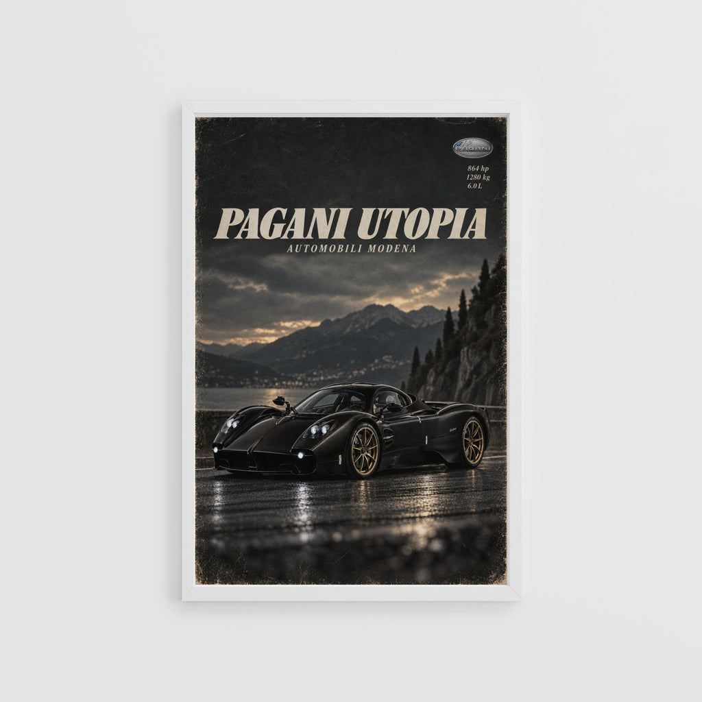 Vintage Pagani Utopia Print, Supercar Wall Art