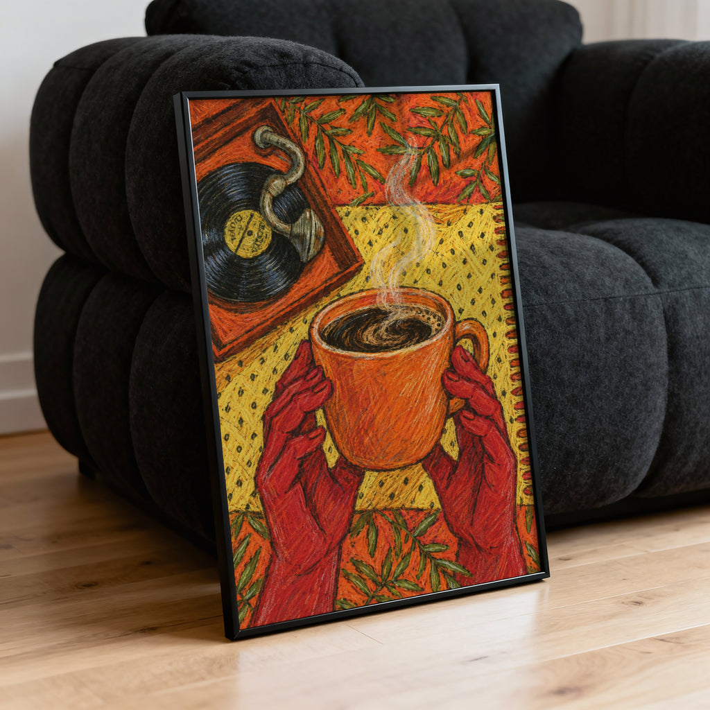 Vintage Coffee Print, Retro Kitchen Poster, Vinyl Art