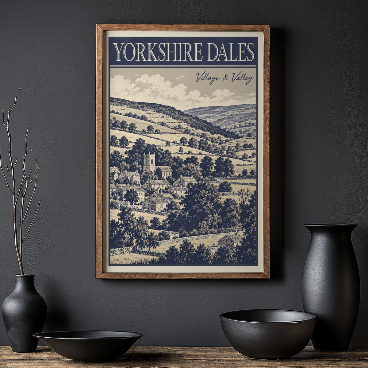 Vintage Yorkshire Dales Poster, Village Wall Art, Print