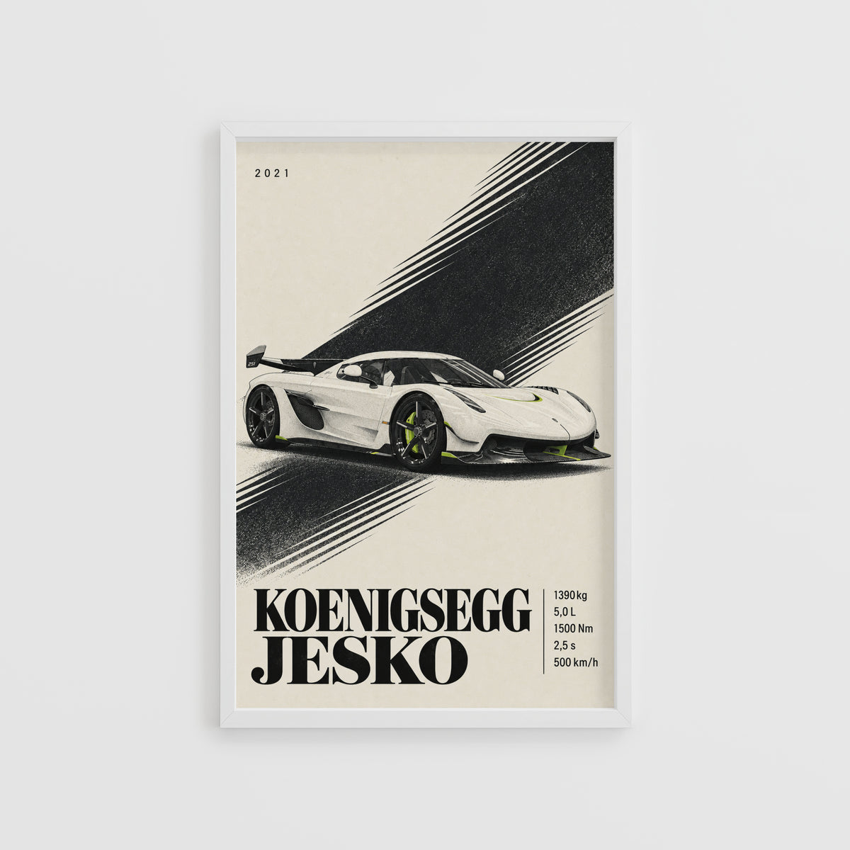 Vintage Koenigsegg Jesko Print, Supercar Wall Art