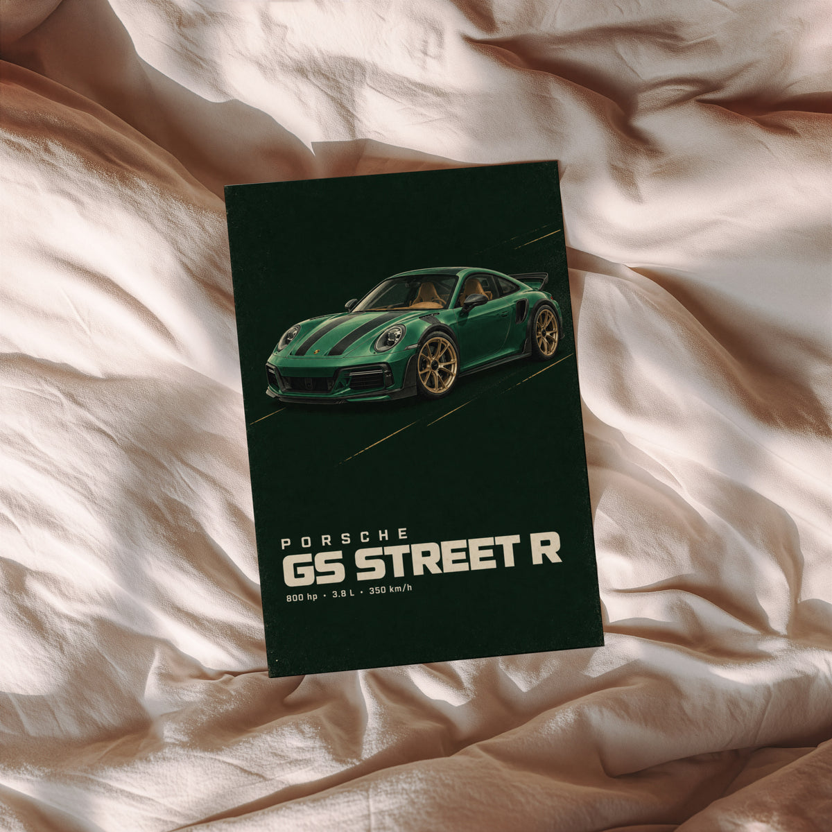 Vintage Porsche GS Street R Print, Green Car Art