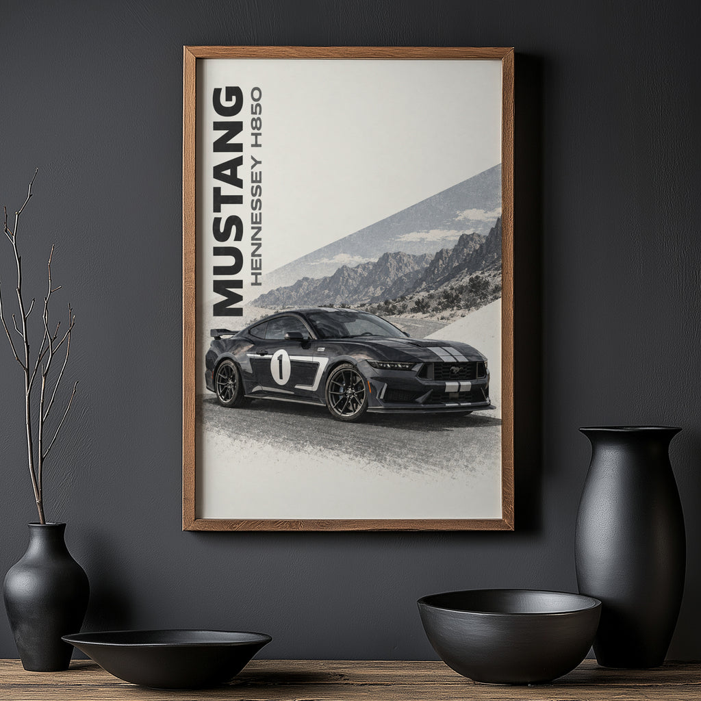 Vintage Mustang Print, Car Poster, Hennessey H850