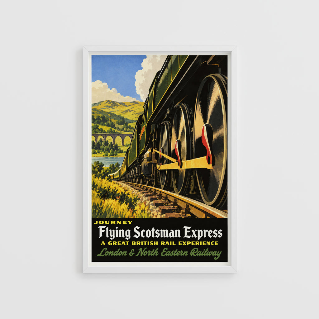 Vintage Flying Scotsman Train Print Poster, Rail Art