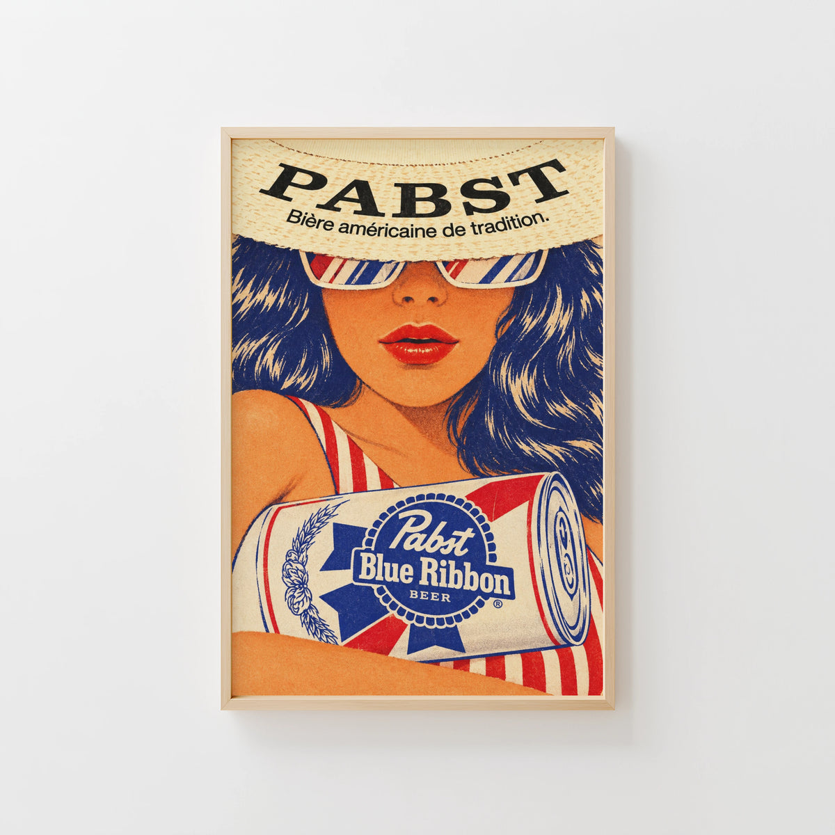 Vintage Pabst Blue Ribbon Beer Print, Retro Poster