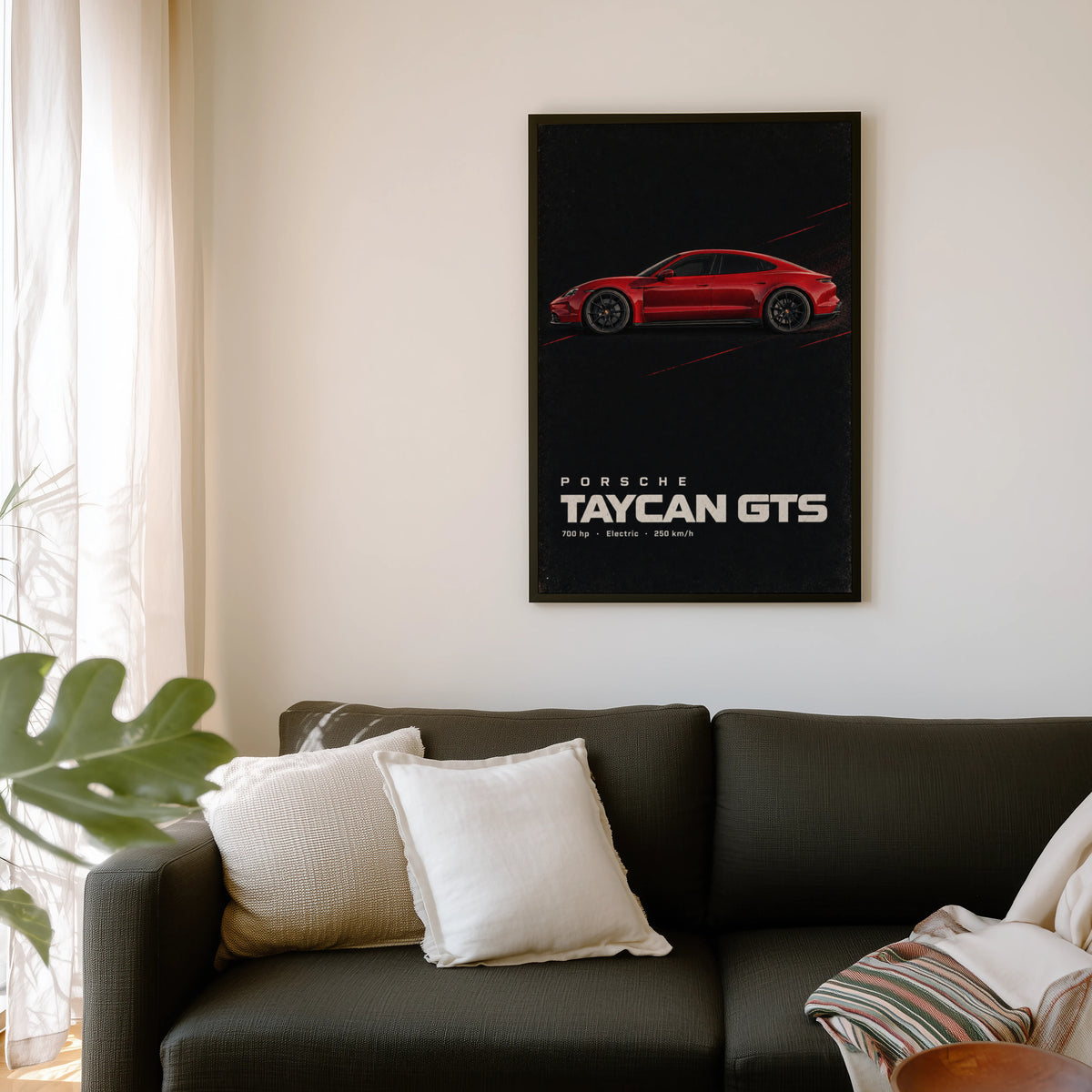 Vintage Porsche Taycan GTS Print, Car Poster, Wall Art