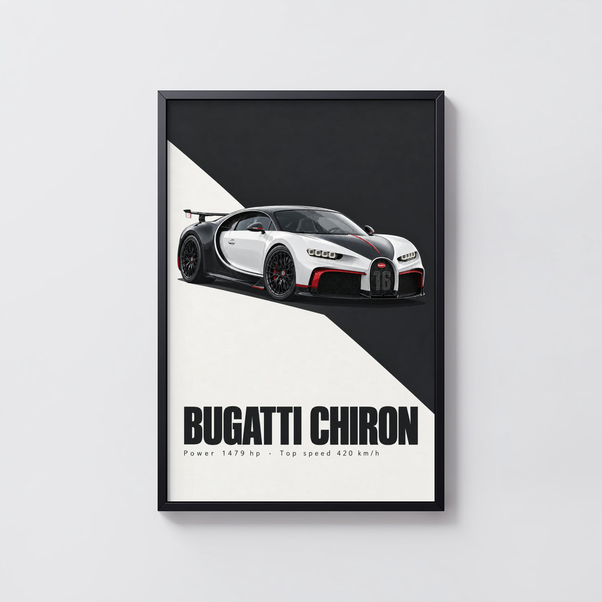 Vintage Bugatti Chiron Print, Supercar Wall Art