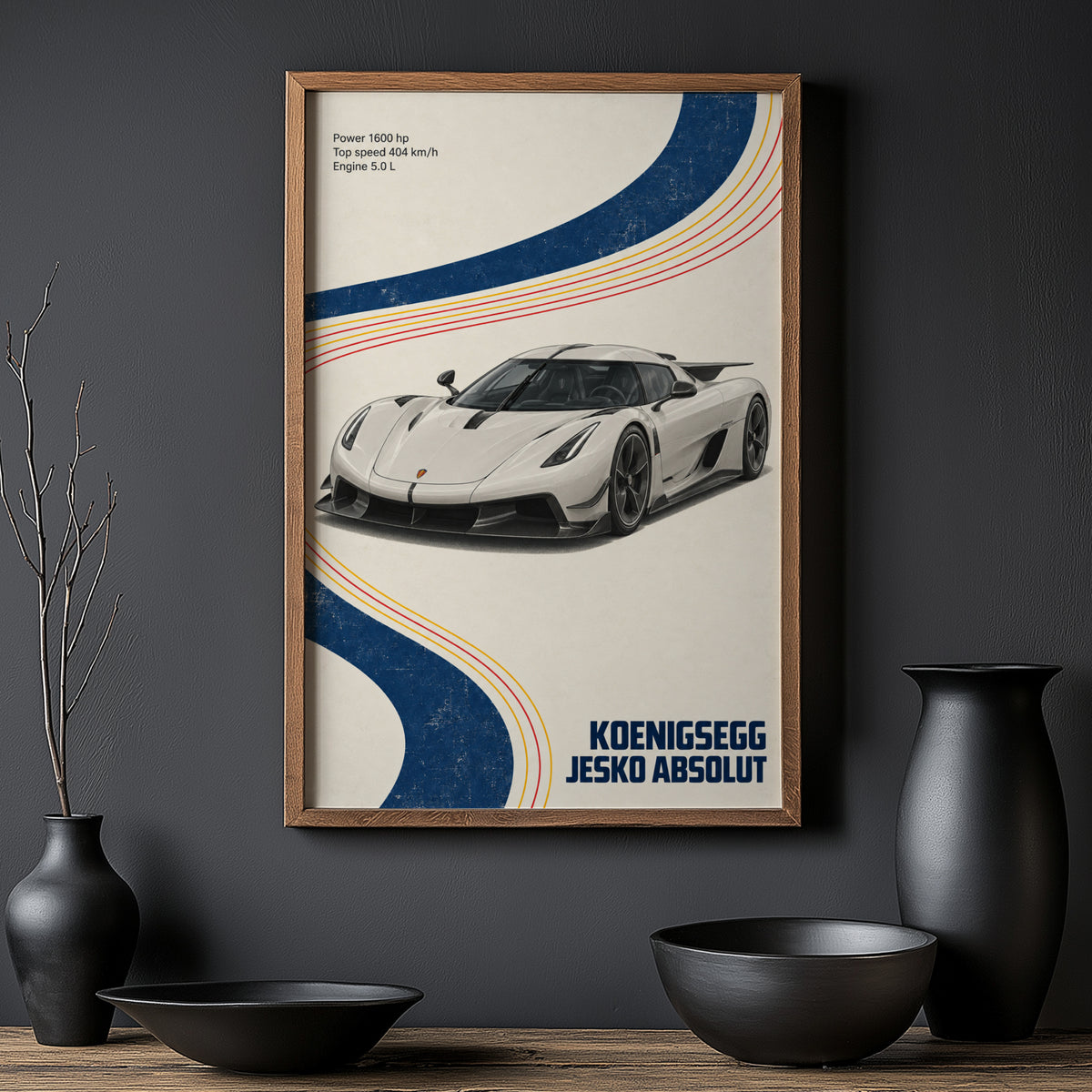 Vintage Koenigsegg Jesko Absolut Print, Car Art