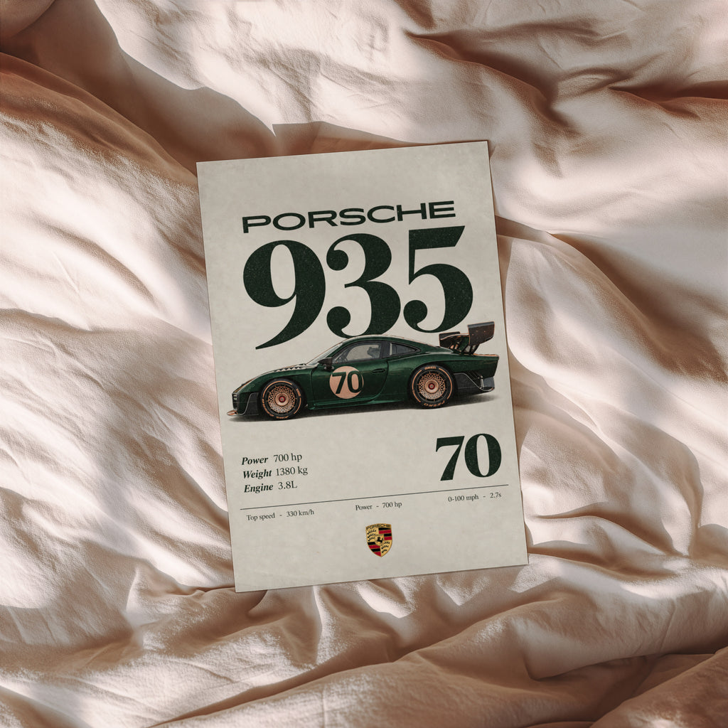 Vintage Porsche 935 Print, Racing Car Wall Art