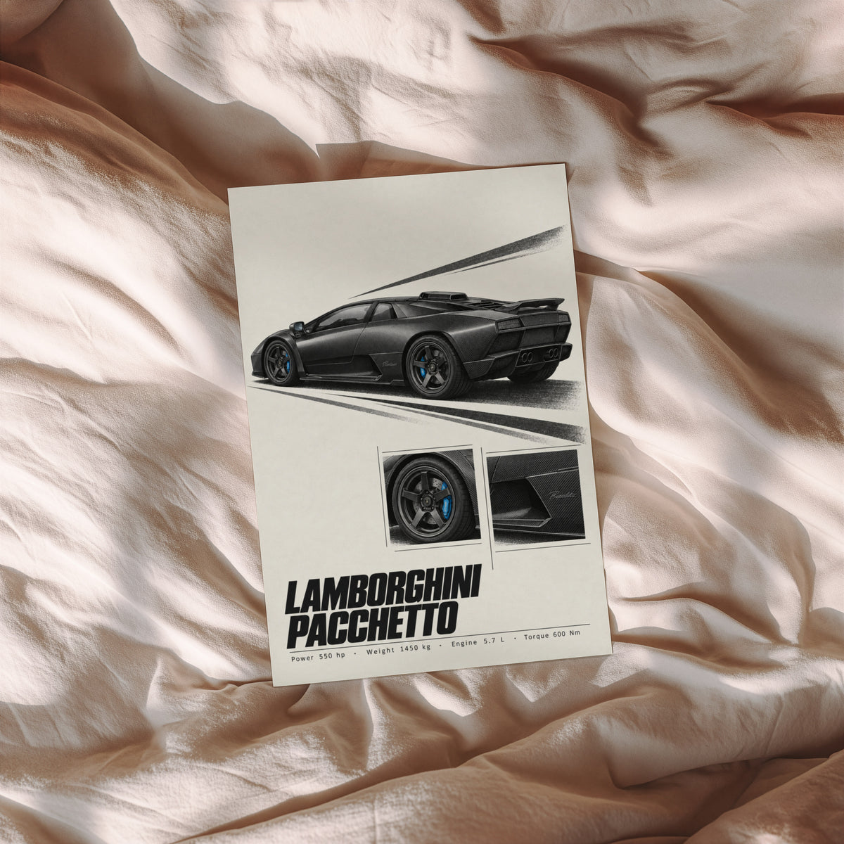 Vintage Lamborghini Pacchetto Print, Supercar Art