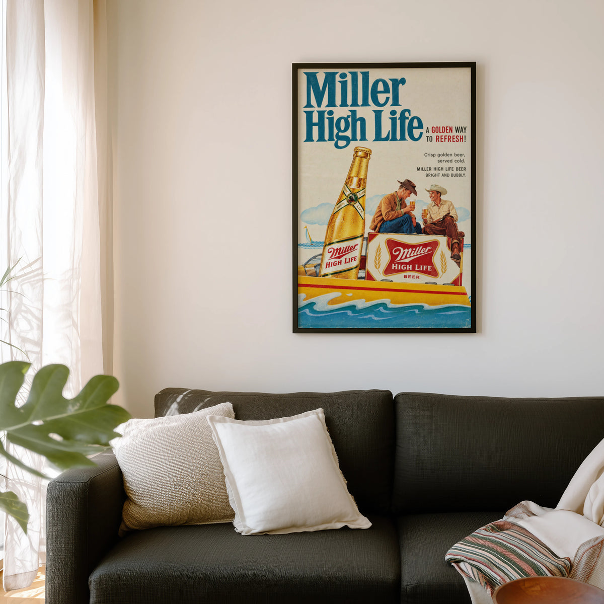 Vintage Miller High Life Beer Print and Poster, Bar Art