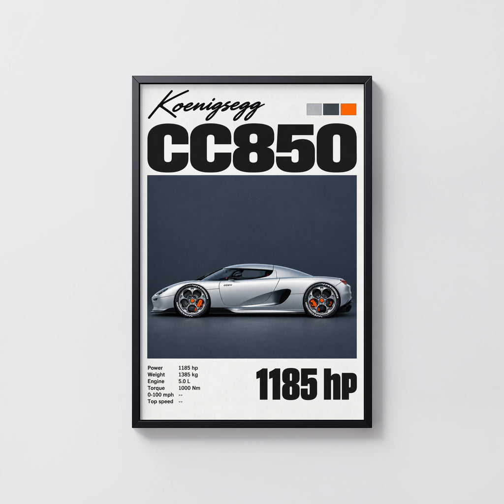 Vintage Koenigsegg CC850 Print, Supercar Wall Art