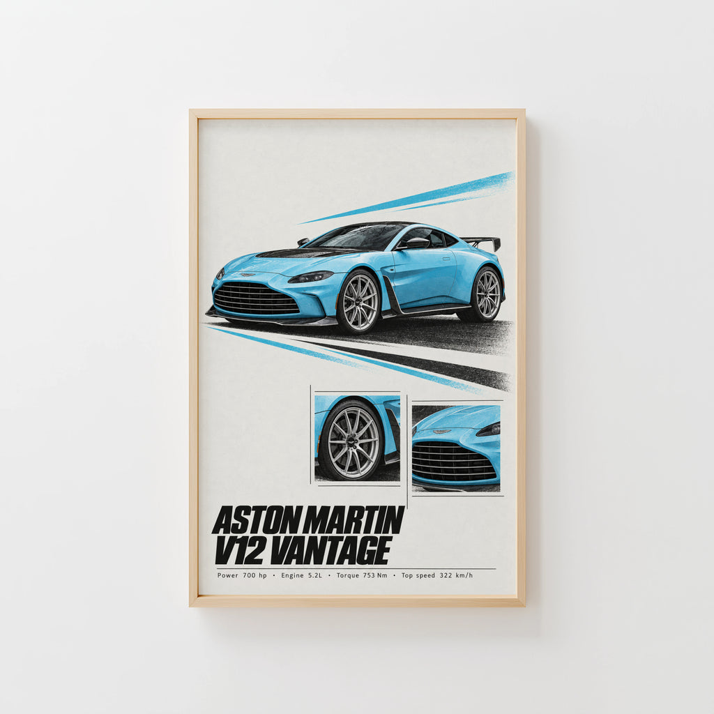 Vintage Aston Martin V12 Vantage Print, Car Wall Art