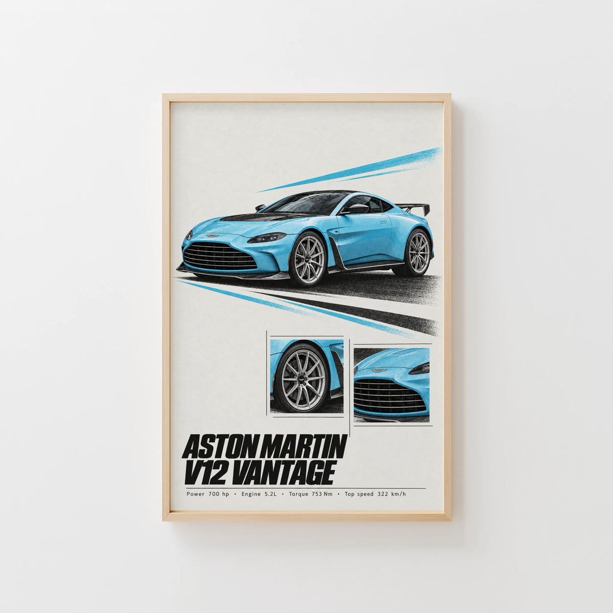 Vintage Aston Martin V12 Vantage Print, Car Wall Art