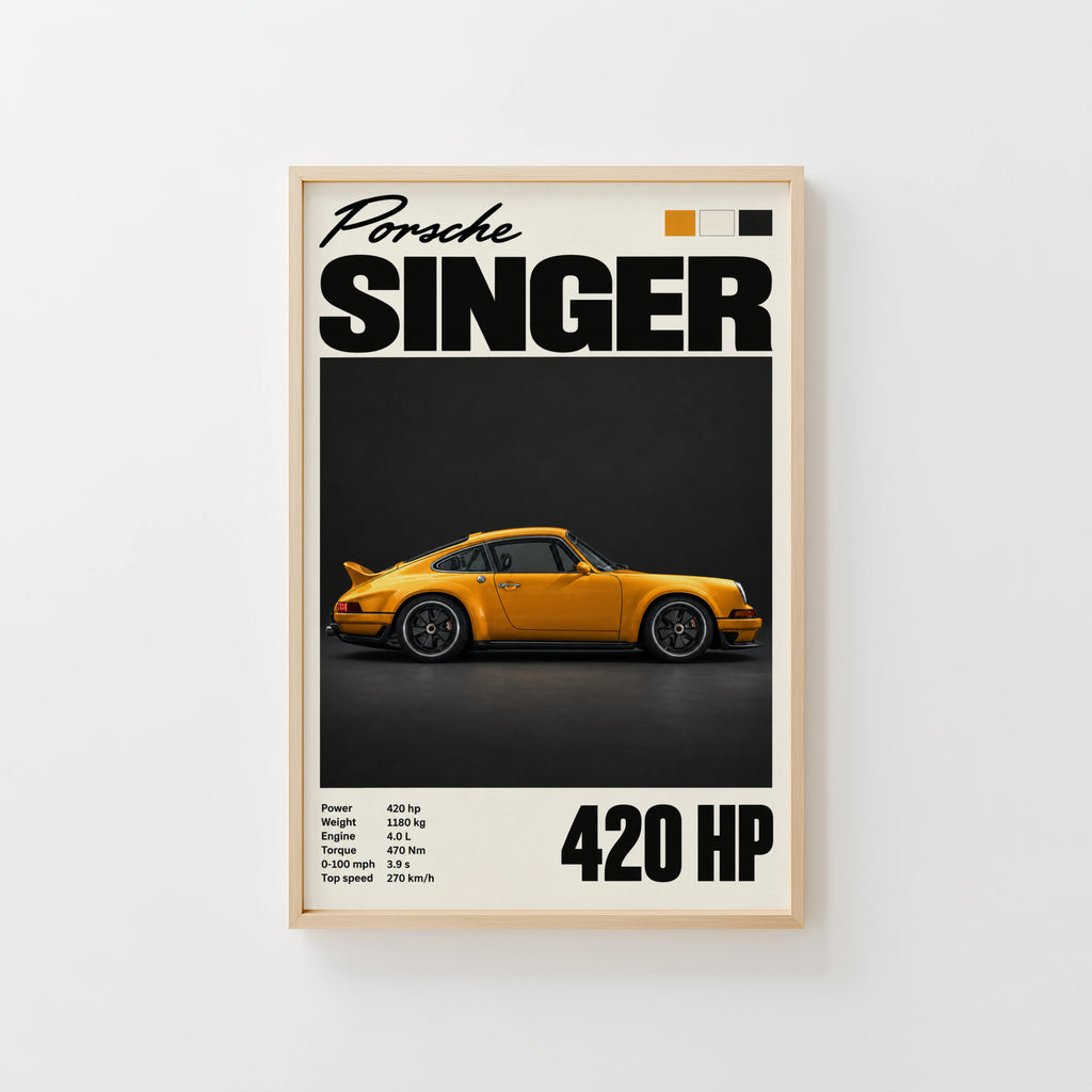Vintage Porsche Singer Print, Car Wall Art