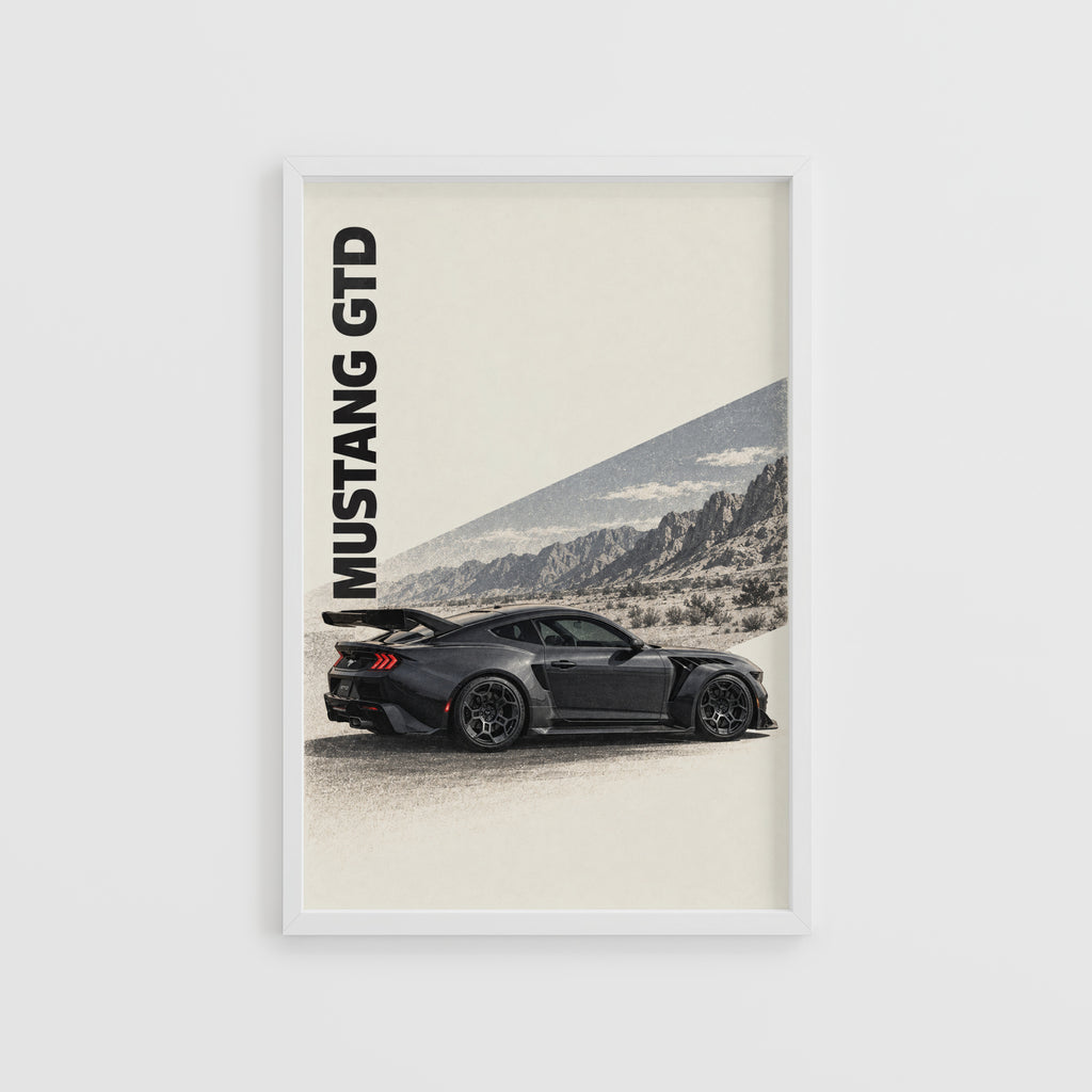 Vintage Mustang GTD Car Print, Garage Wall Art