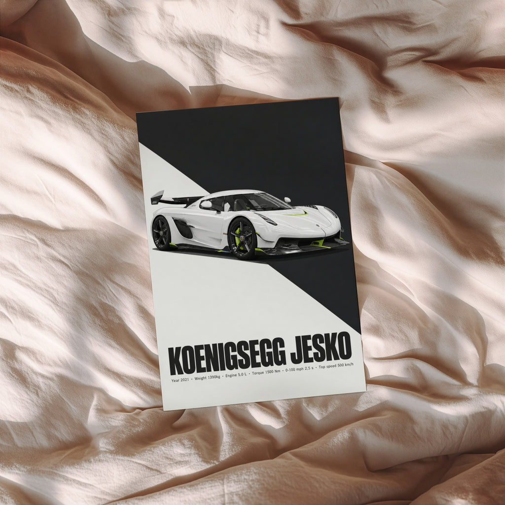 Vintage Koenigsegg Jesko Print, Hypercar Wall Art
