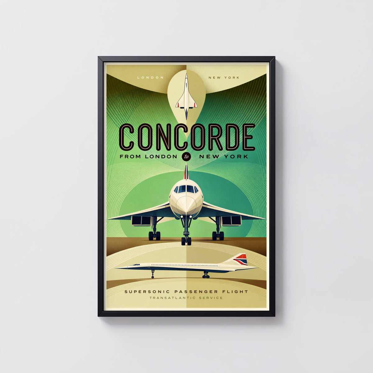 Vintage Concorde Poster, London New York Wall Art Print