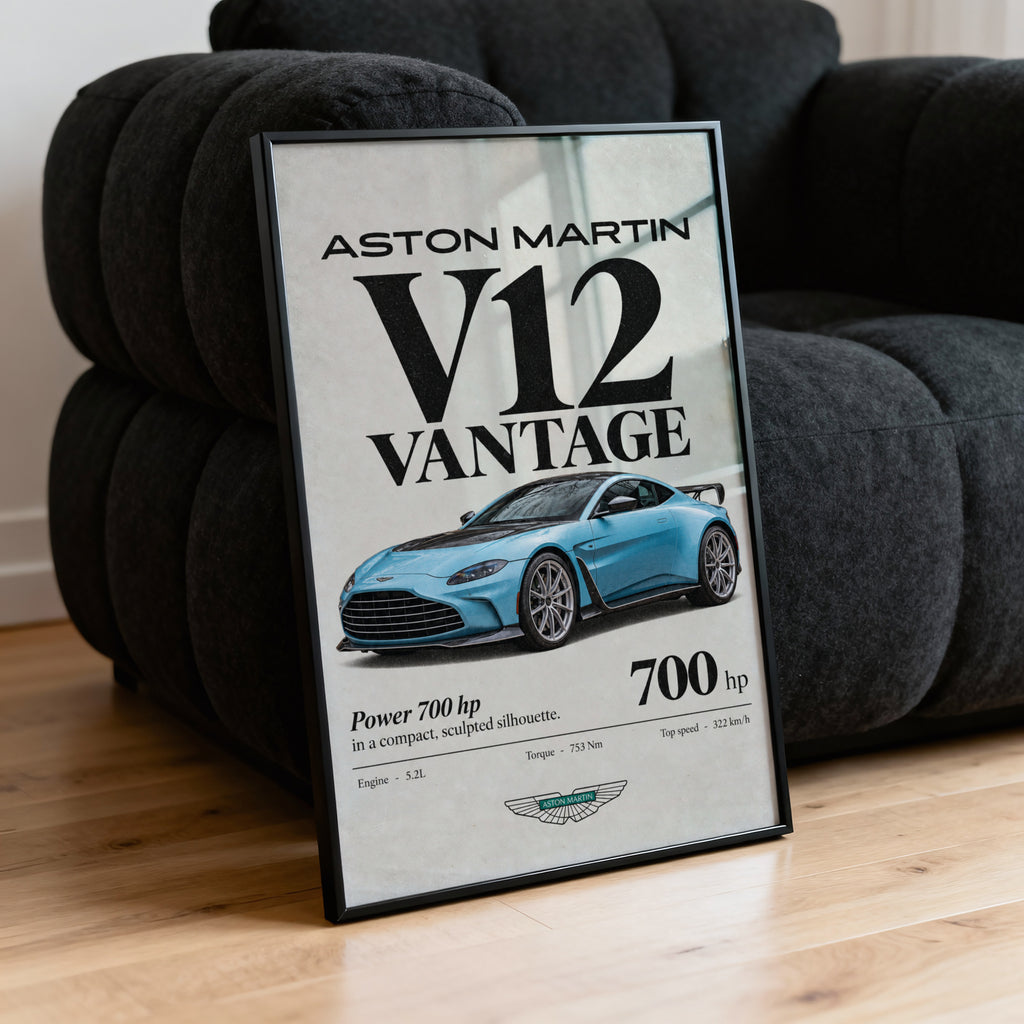 Vintage Aston Martin V12 Vantage Print, Car Art
