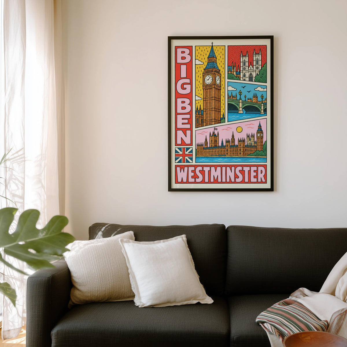 Vintage Big Ben Westminster Poster, London Wall Art Print
