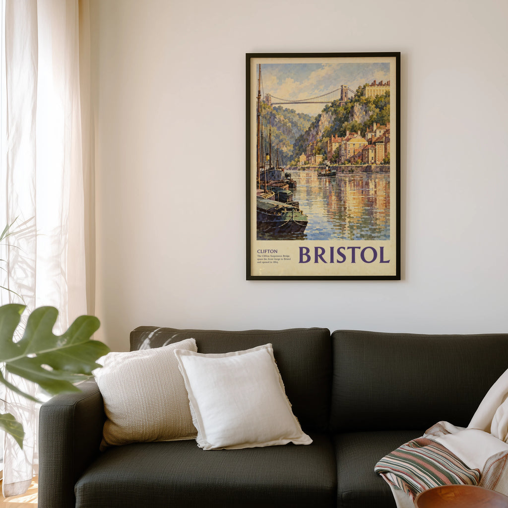 Vintage Bristol Poster, Clifton Bridge Wall Art