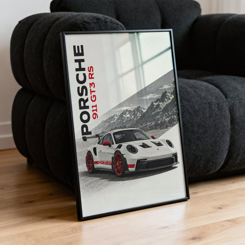 Vintage Porsche 911 GT3 RS Print, Car Poster Wall Art