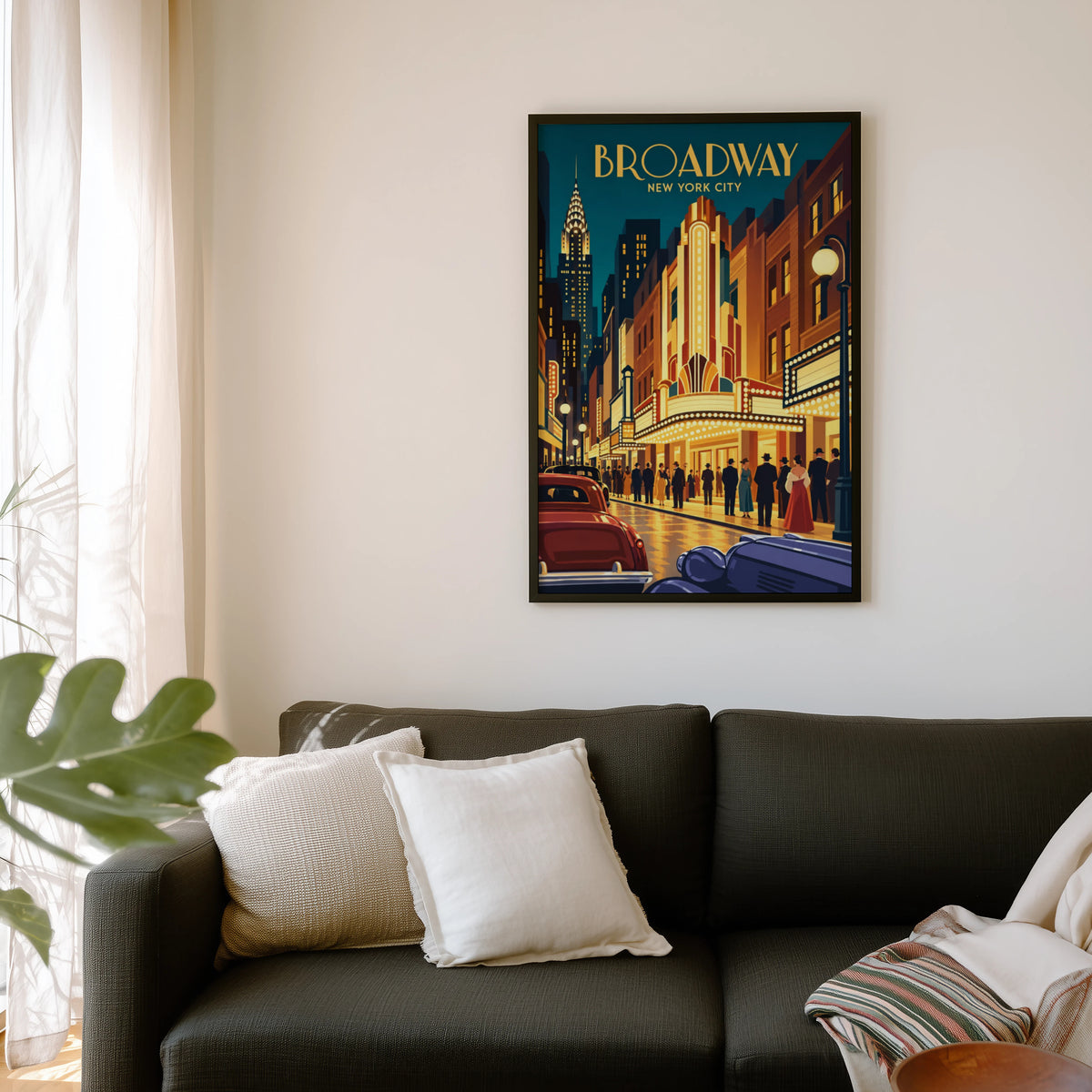 Vintage Broadway New York Poster, Art Deco Wall Art, Print