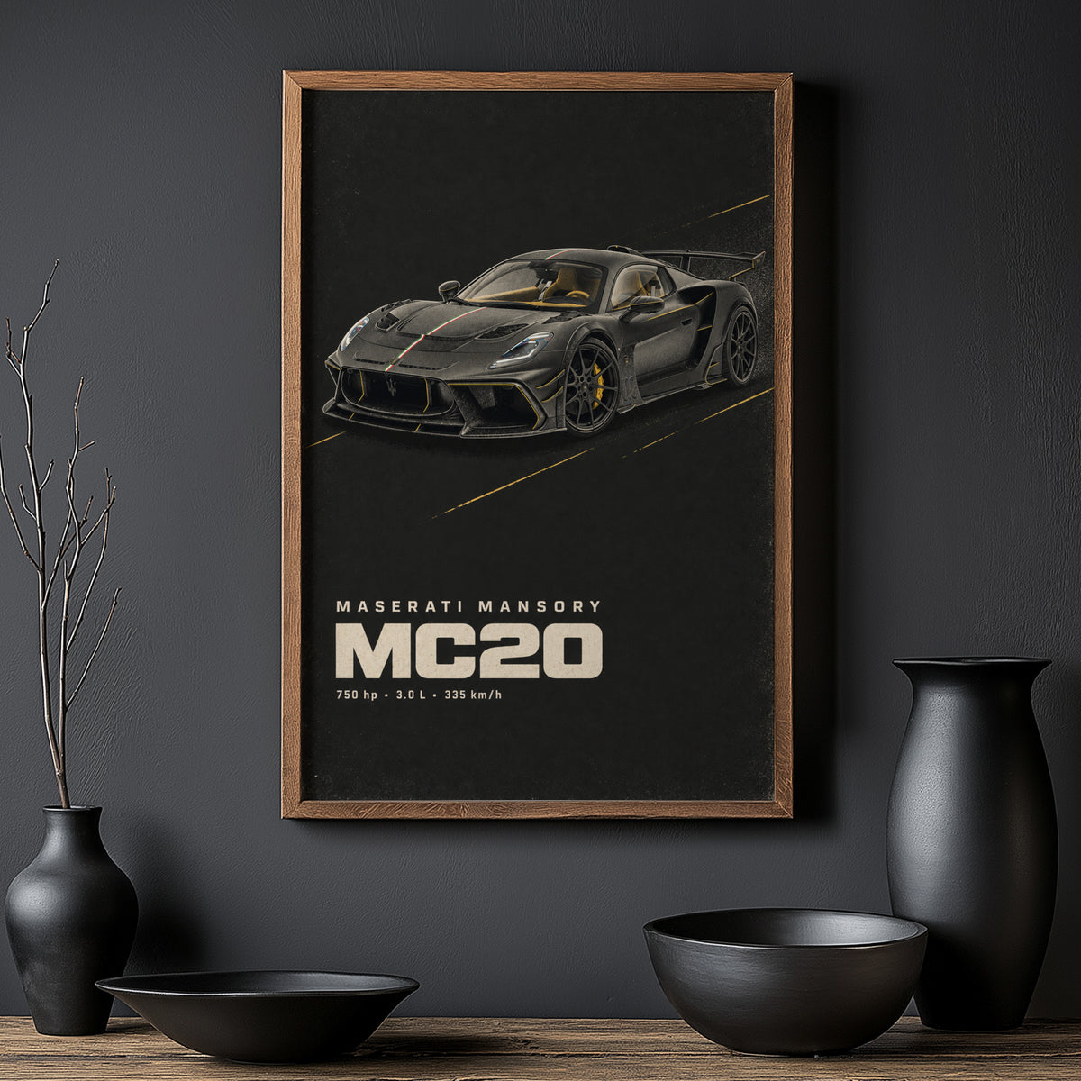 Vintage Maserati MC20 Print, Supercar Wall Art