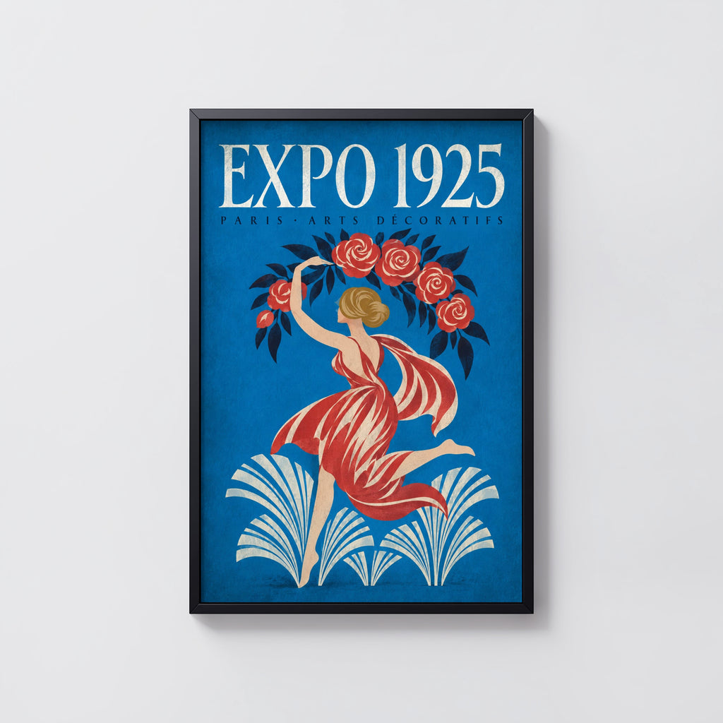Vintage Paris Expo 1925 Poster, Art Deco Wall Art, Print