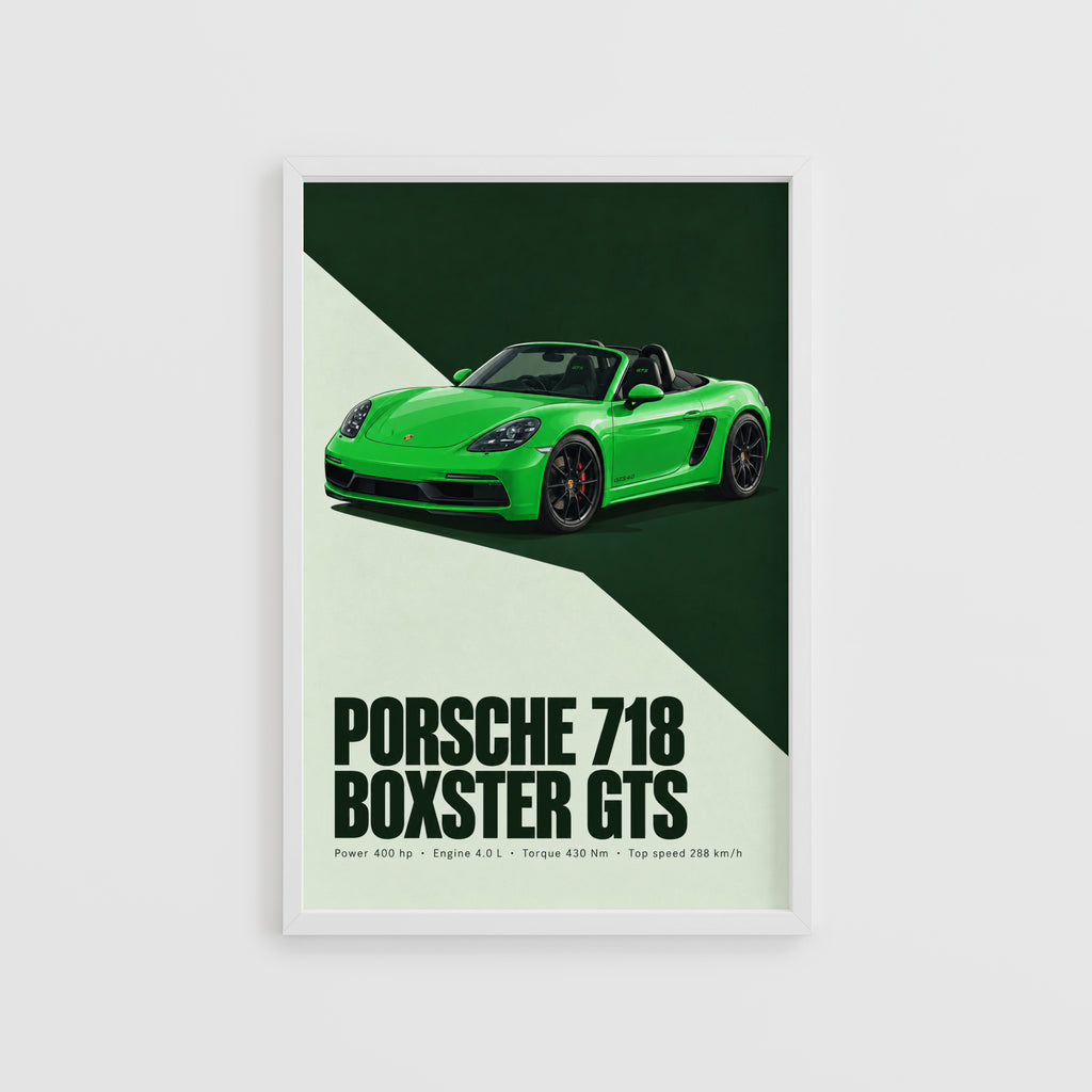 Vintage Porsche 718 Boxster GTS Print, Car Wall Art