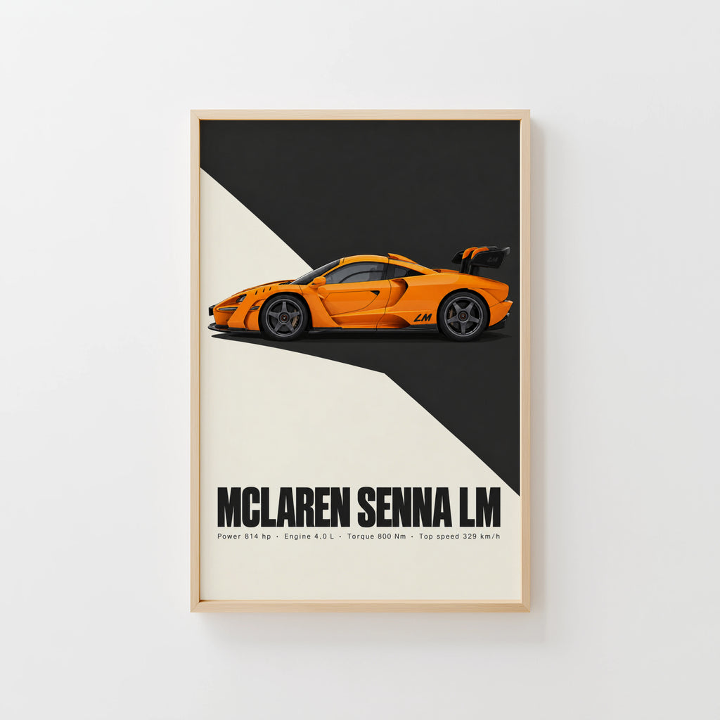 Vintage McLaren Senna LM Print, Supercar Wall Art