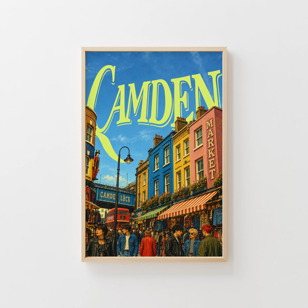Vintage Camden Market Poster, London Wall Art, Print