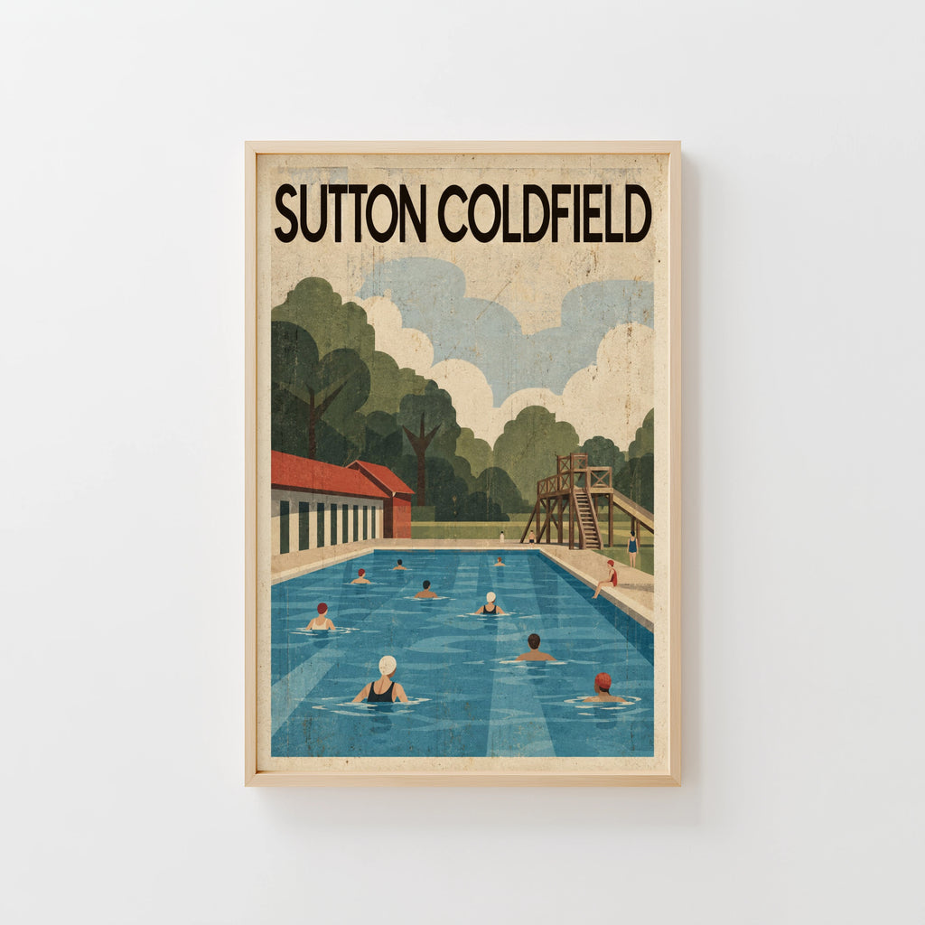 Vintage Sutton Coldfield Poster, Lido Wall Art, Print