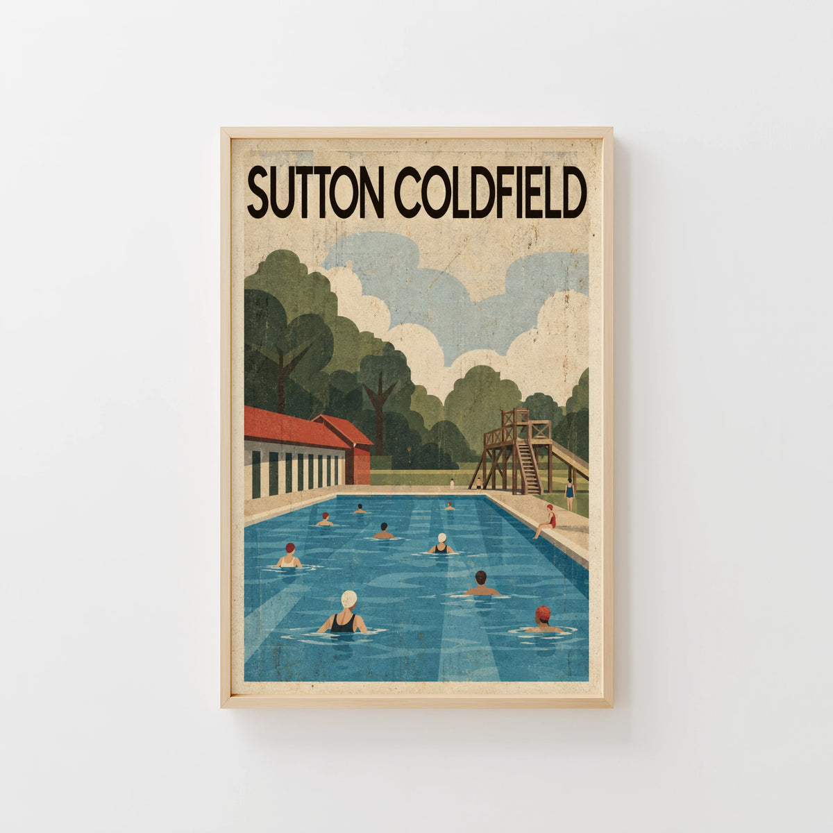 Vintage Sutton Coldfield Poster, Lido Wall Art, Print