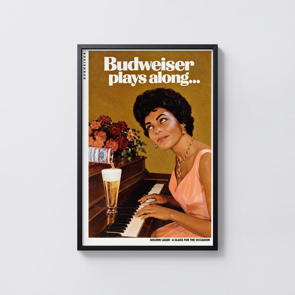 Vintage Piano Beer Poster, Retro Bar Wall Art Print