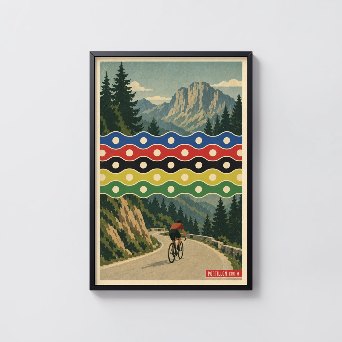 Vintage Portillon Cycling Poster, Mountain Road Wall Art