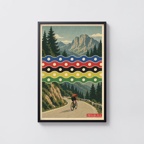 Vintage Portillon Cycling Poster, Mountain Road Wall Art