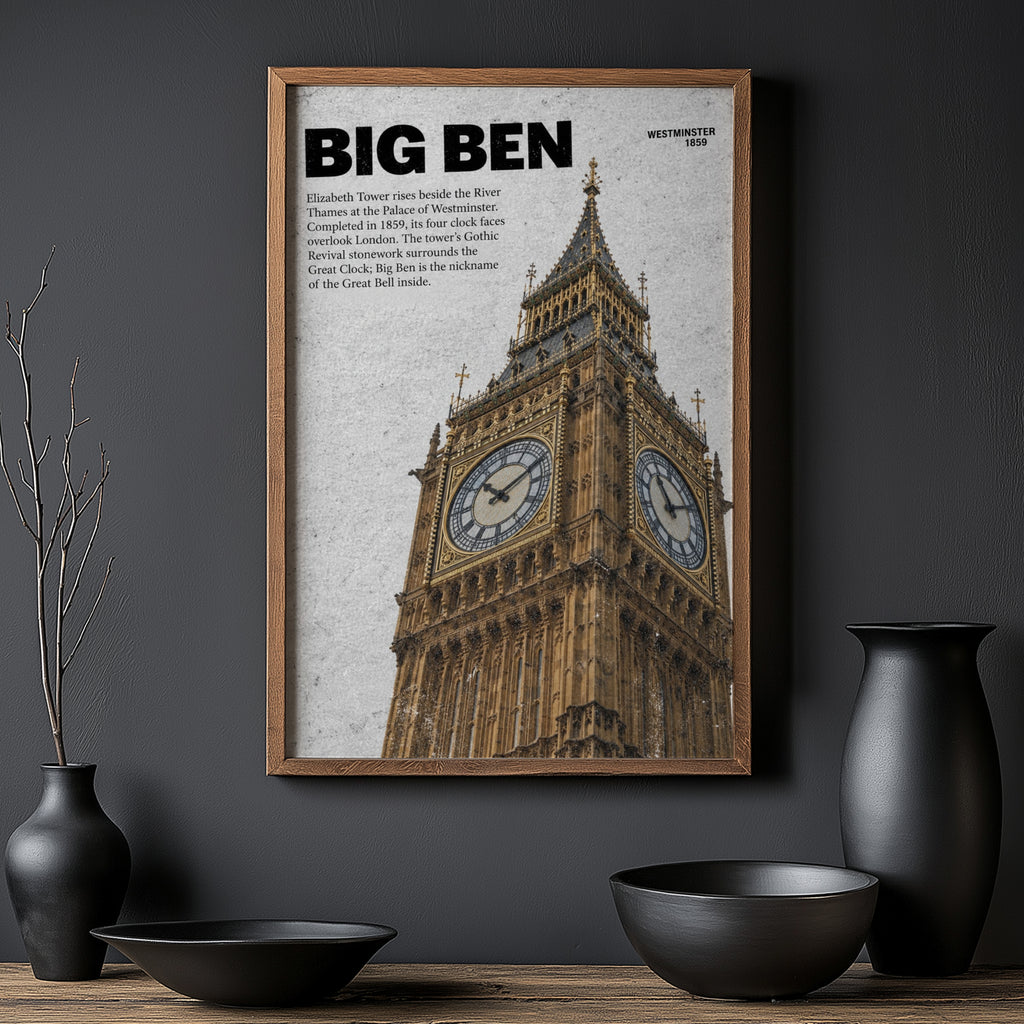 Vintage Big Ben London Poster, Westminster Wall Art Print