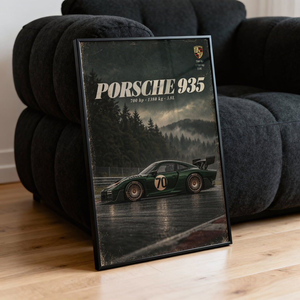 Vintage Porsche 935 Print, Racing Car Wall Art
