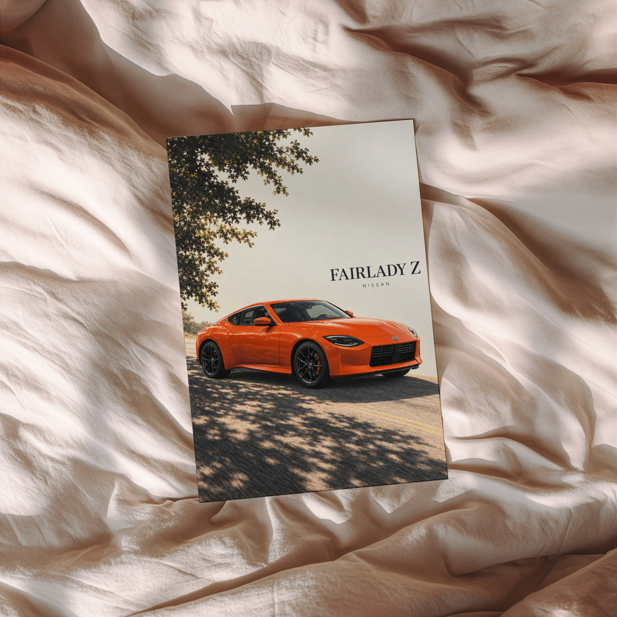 Vintage Nissan Fairlady Z Print, Orange Sports Car