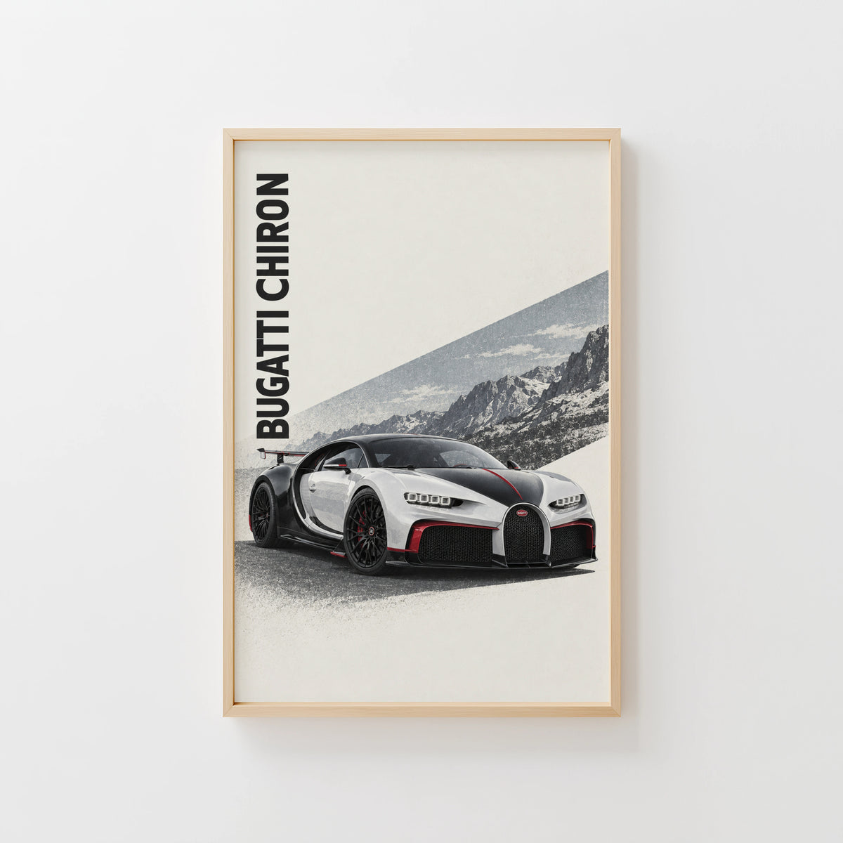 Vintage Bugatti Chiron Print, Supercar Wall Art