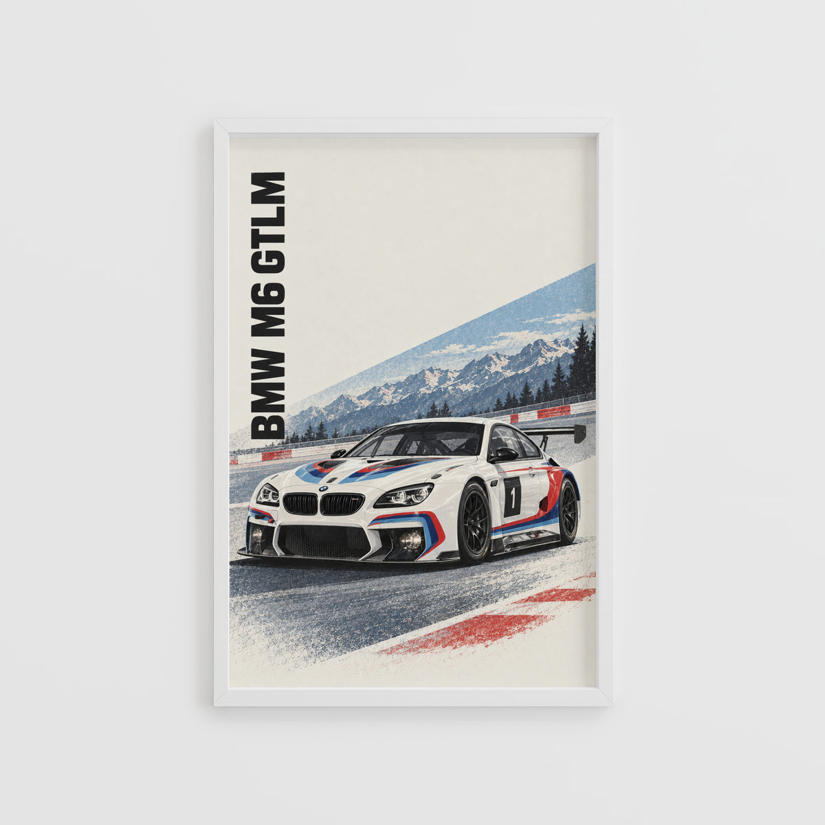 Vintage BMW M6 GTLM Print, Racing Wall Art
