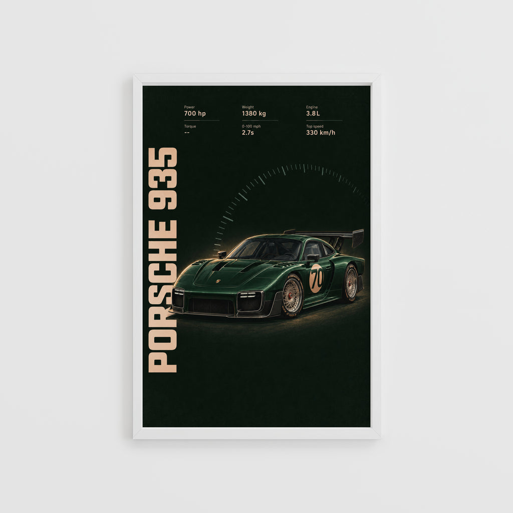 Vintage Porsche 935 Print, Racing Car Wall Art