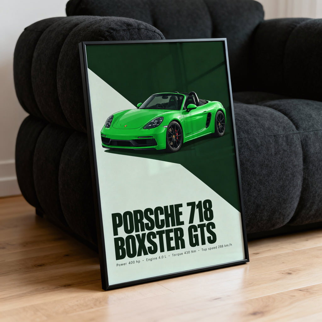 Vintage Porsche 718 Boxster GTS Print, Car Wall Art